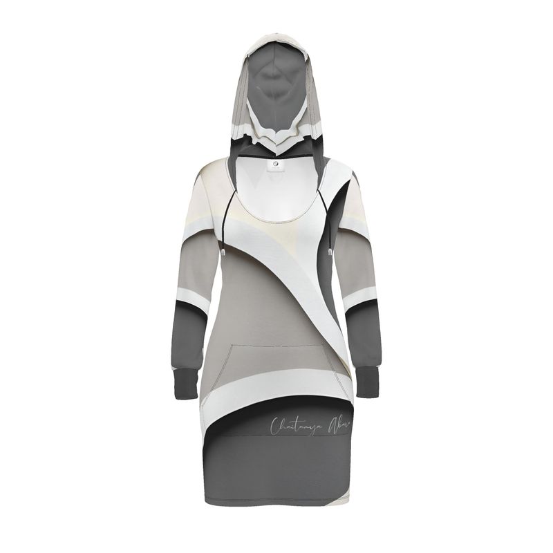 Chaitanya Abara Chrome, Black and Off-White Hoodie Dress