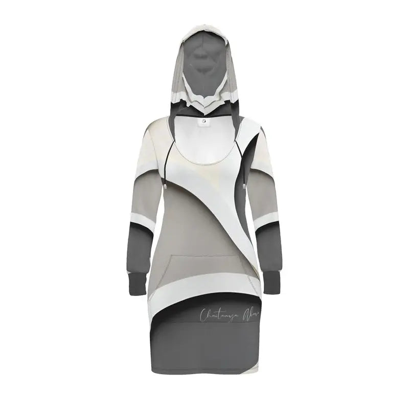 Chaitanya Abara Chrome, Black and Off-White Hoodie Dress Eternal Agape Store