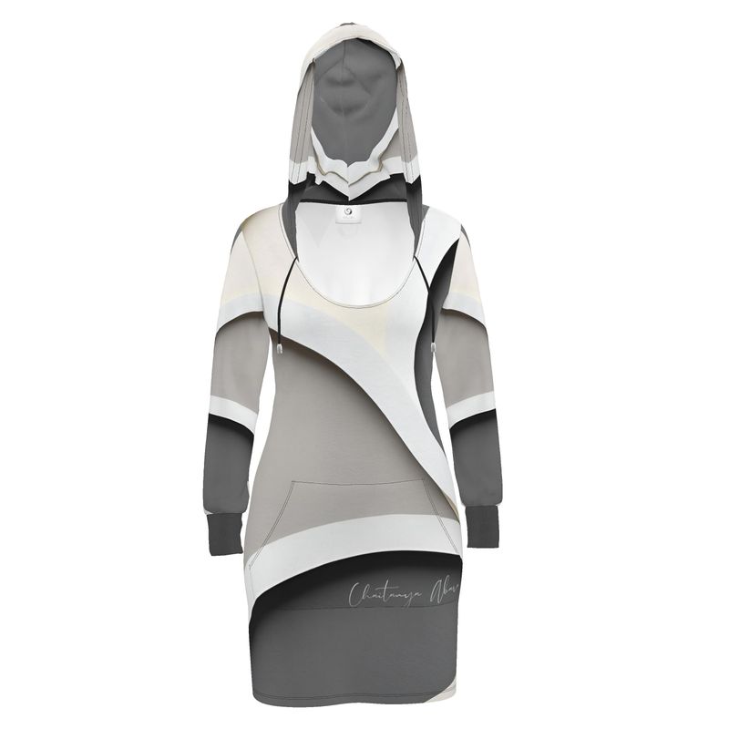 Chaitanya Abara Chrome, Black and Off-White Hoodie Dress