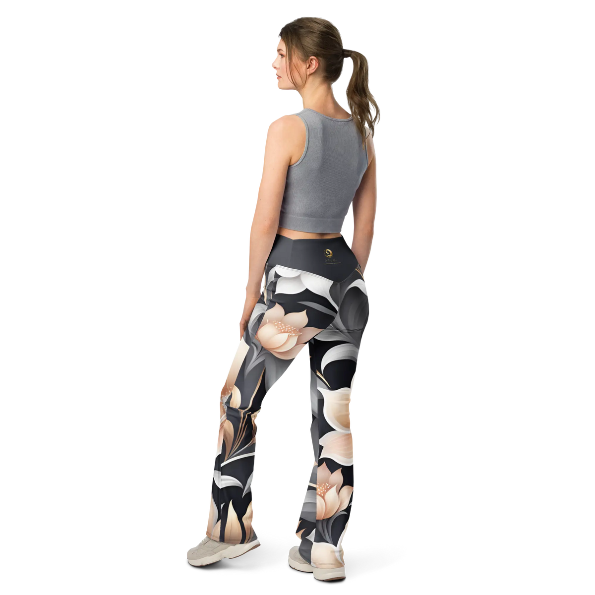 Chaitanya Abara Peach Blossom Flare Leggings Eternal Agape Store