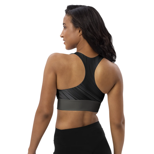 Chaitanya Abara Abstract Black and Gray Longline Sports Bra Eternal Agape Store
