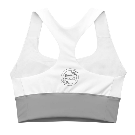 White Chaitanya Abara Become Yourself (Solid Color) Recycled Longline Sports Bra Eternal Agape Store
