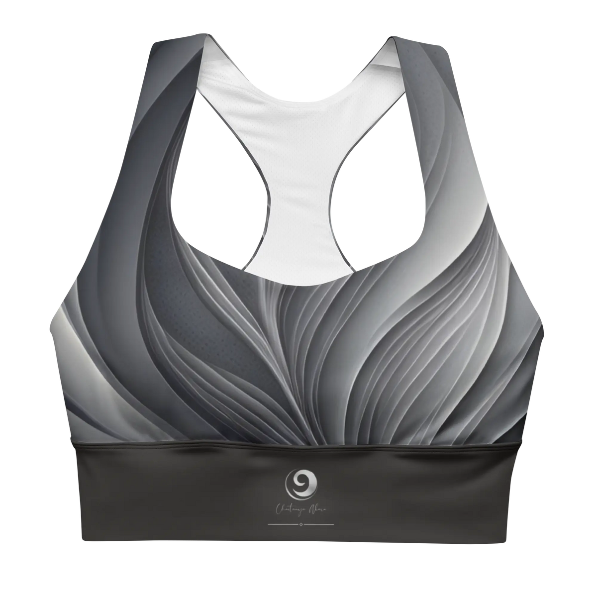 Chaitanya Abara Gray Leaf Pattern Longline Sports Bra Eternal Agape Store