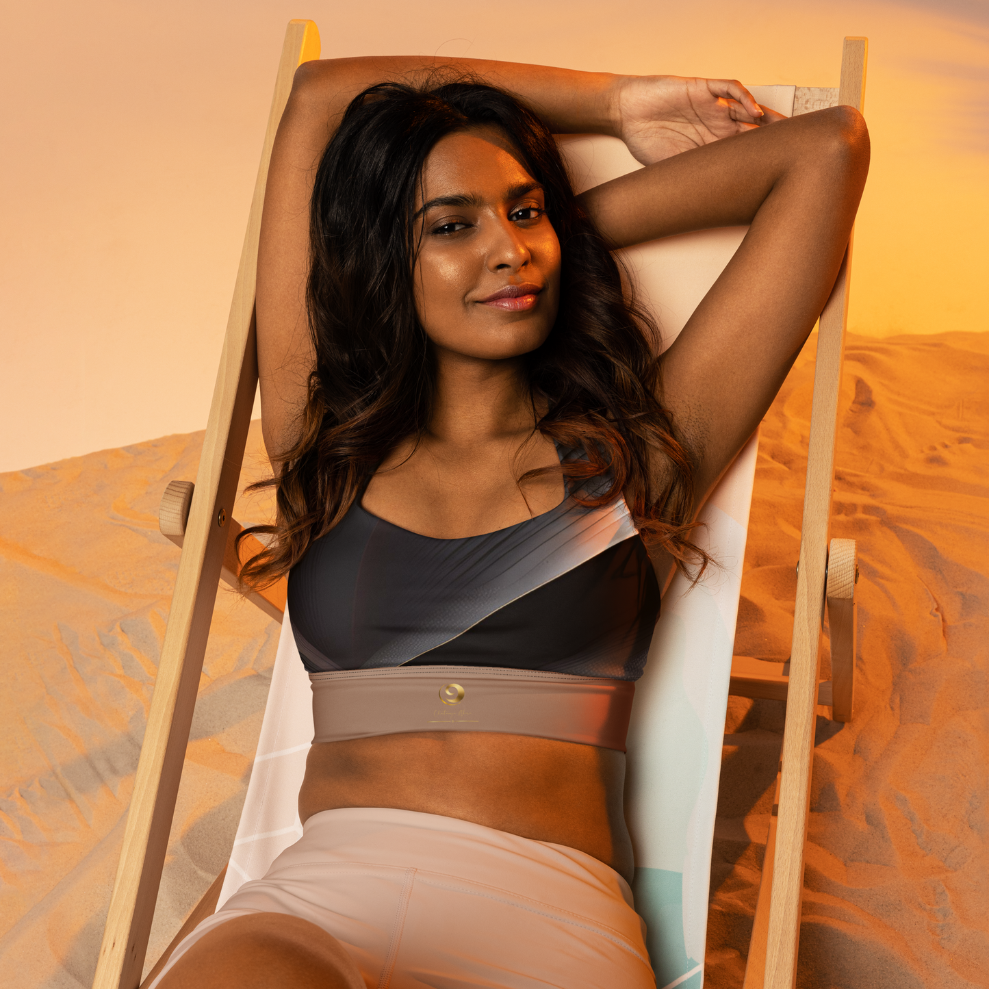 Chaitanya Abara Black and Tan Longline Sports Bra