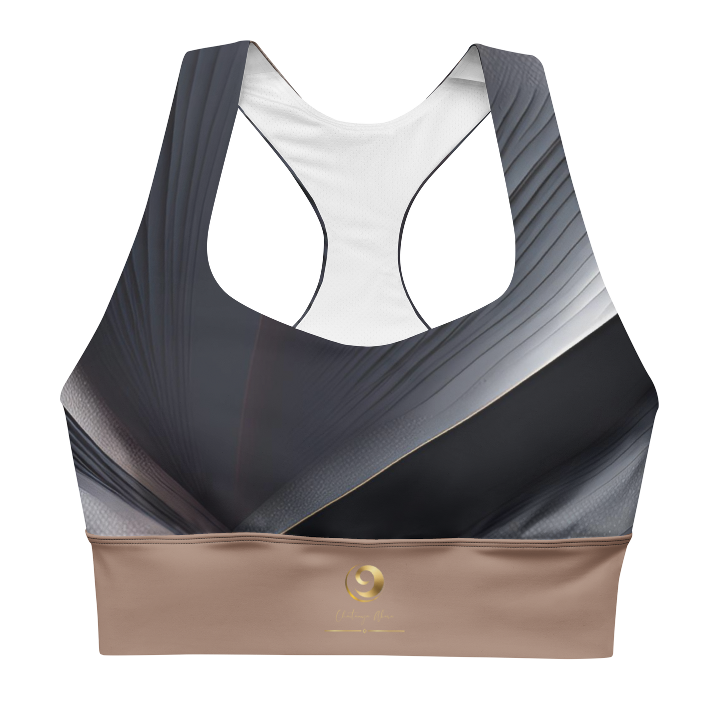 Chaitanya Abara Black and Tan Longline Sports Bra