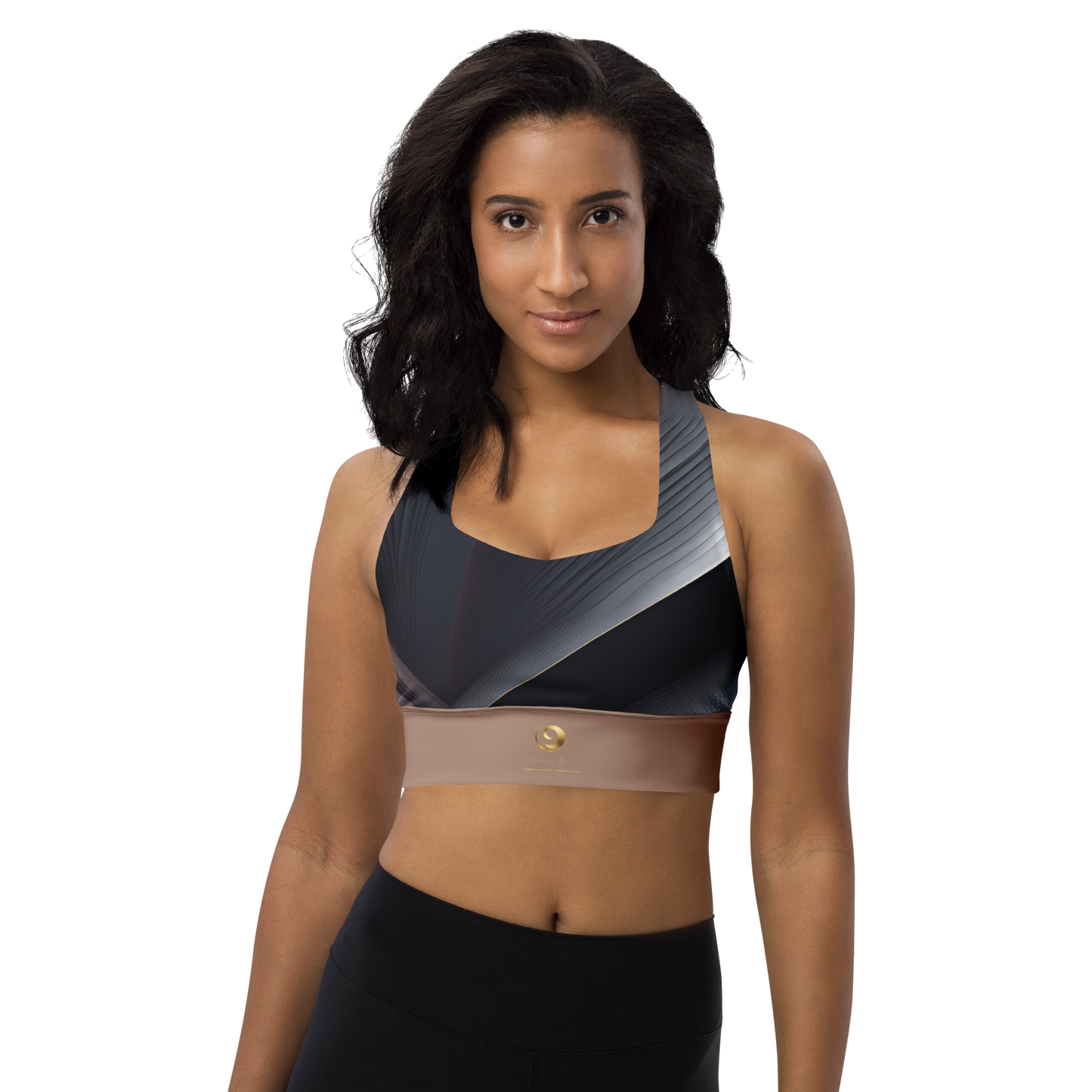Chaitanya Abara Black and Tan Longline Sports Bra