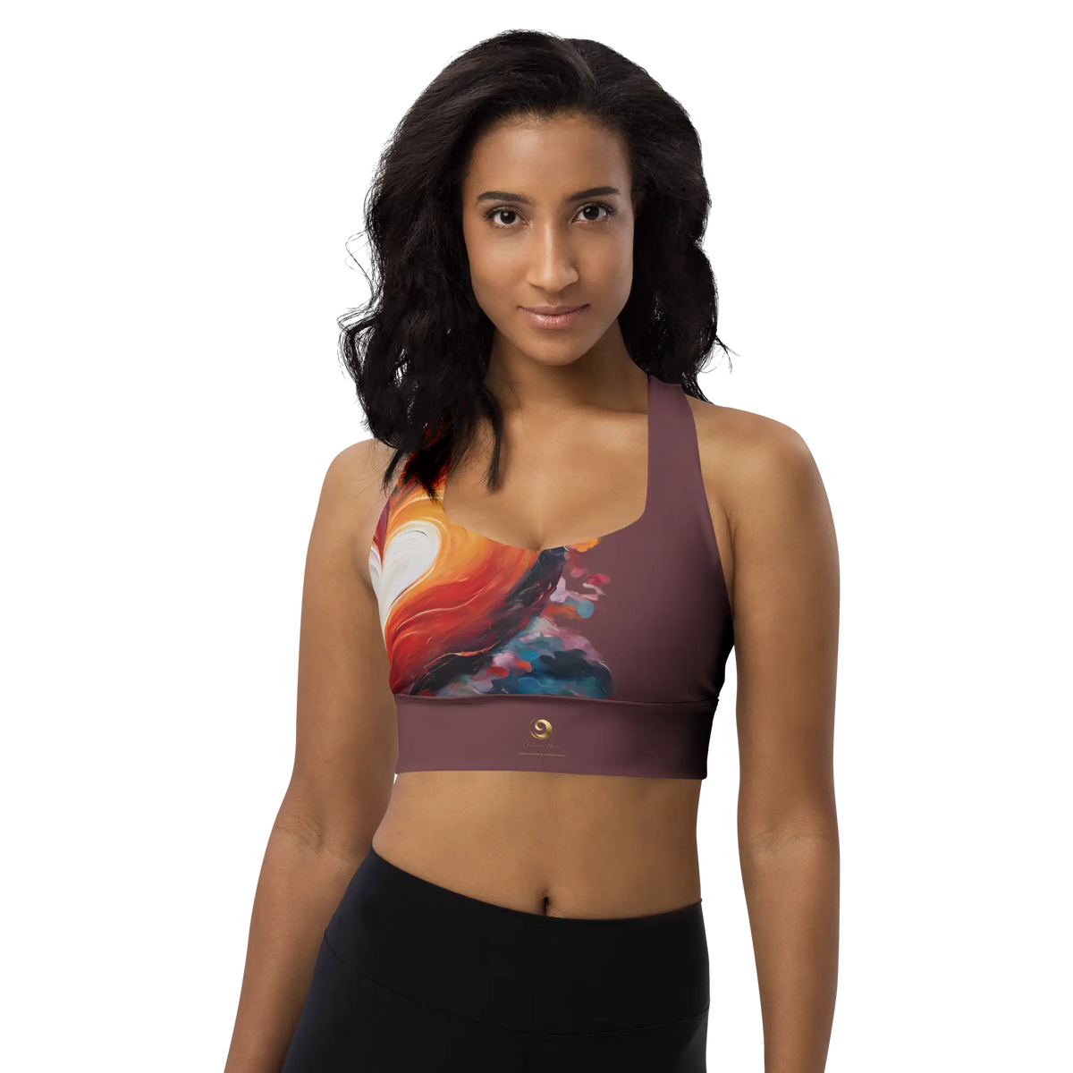 Chaitanya Abara Abstract Heart Recycled Longline Sports Bra Eternal Agape Store