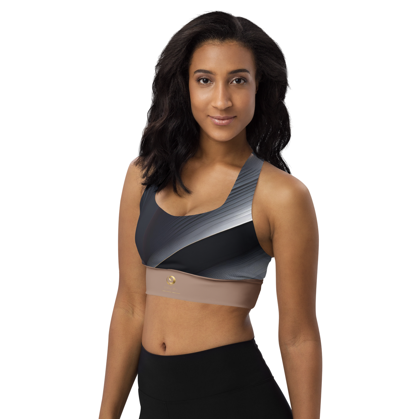 Chaitanya Abara Black and Tan Longline Sports Bra
