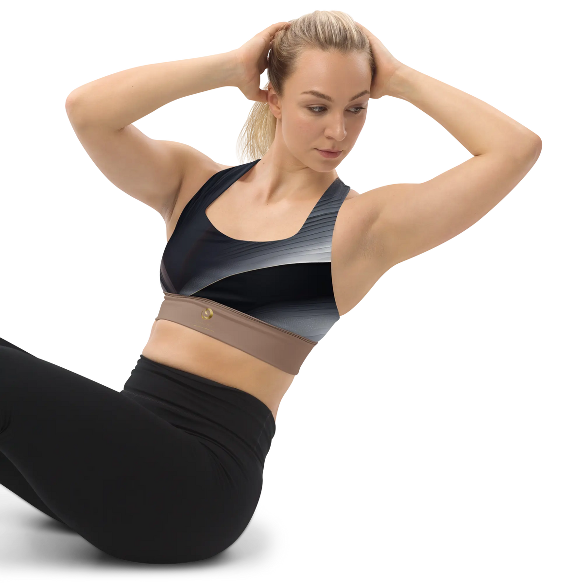 Chaitanya Abara Black and Tan Longline Sports Bra Eternal Agape Store