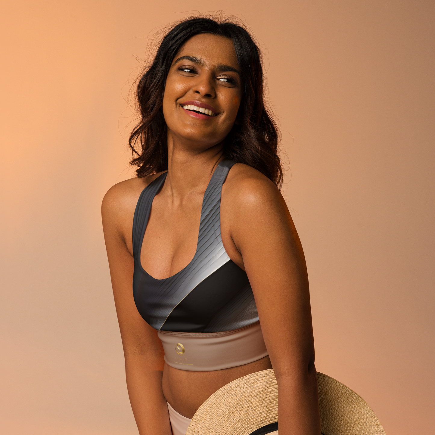 Chaitanya Abara Black and Tan Longline Sports Bra