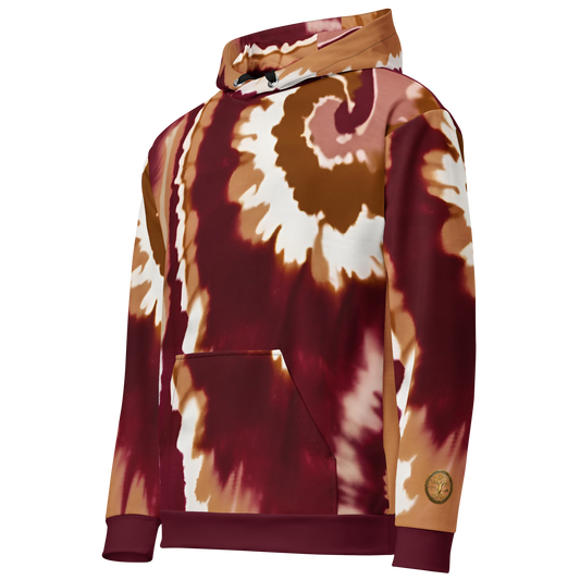 Eternal Agape Maroon and Gold Tie Dyed Hoodie