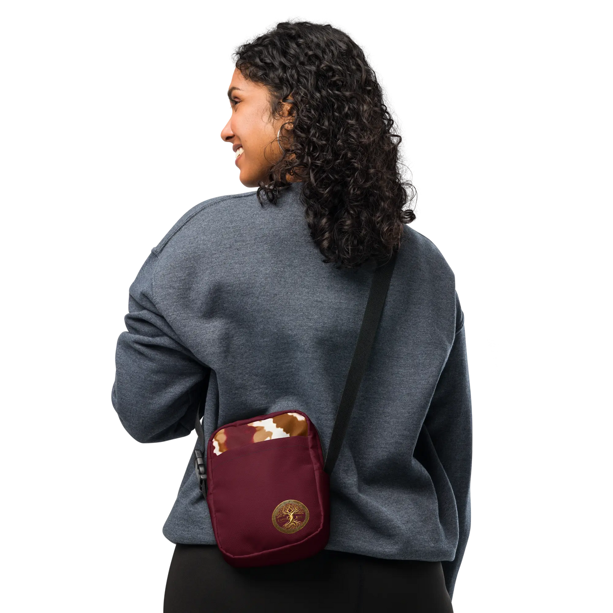 Eternal Agape Maroon and Gold Tie Dyed Utility Crossbody Bag Eternal Agape Store