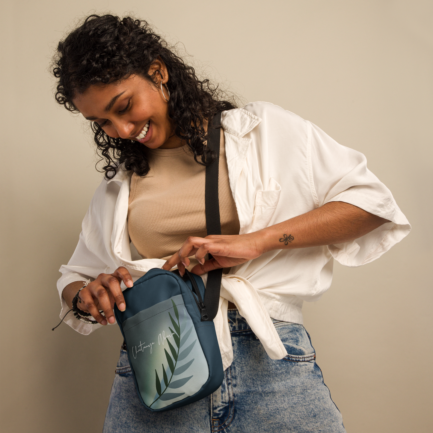 Chaitanya Abara Mint Green Olive Branch Utility Crossbody Bag