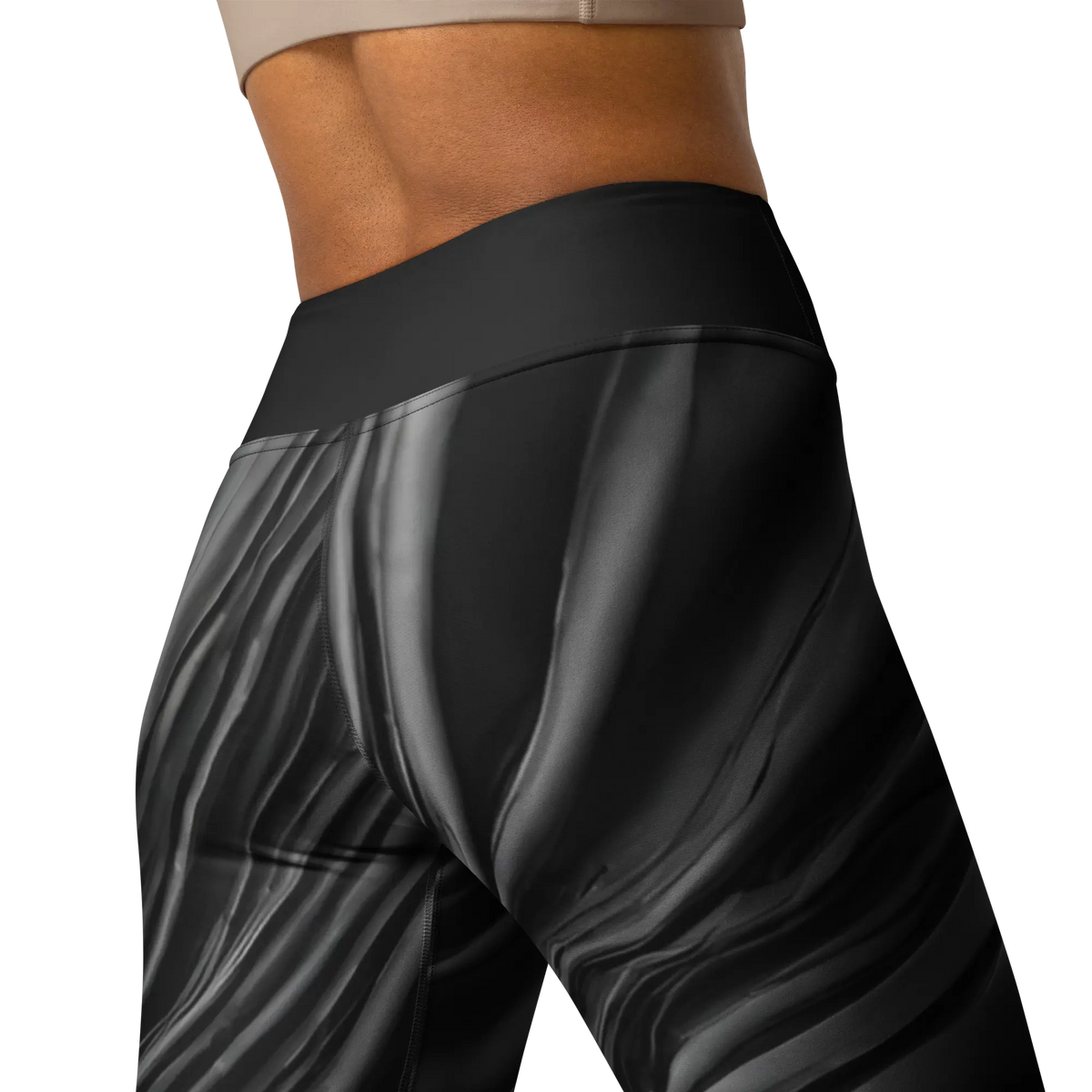 Black Textured Print Chaitanya Abara Yoga Leggings Eternal Agape Store