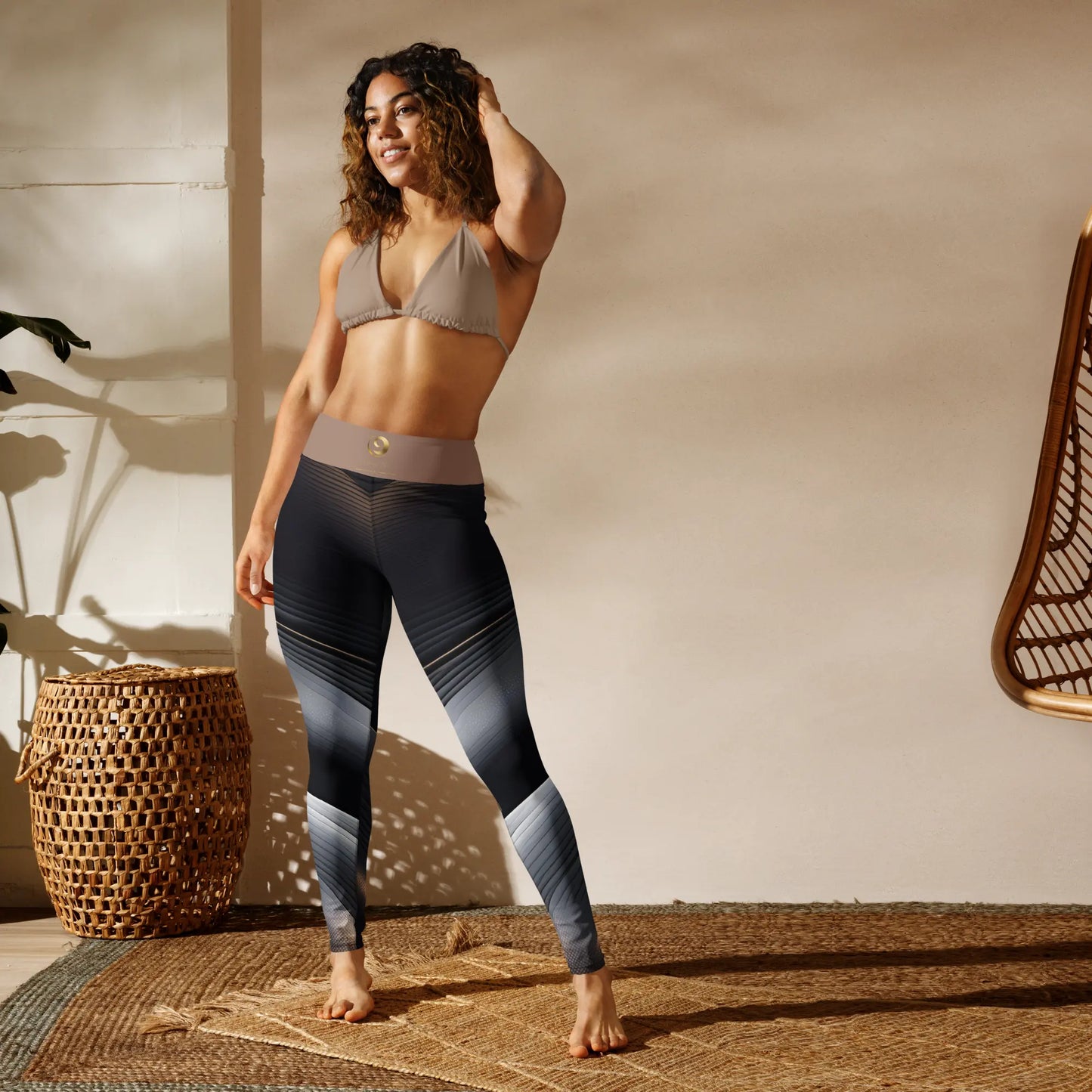 Chaitanya Abara Black and Tan Yoga Leggings Eternal Agape Store