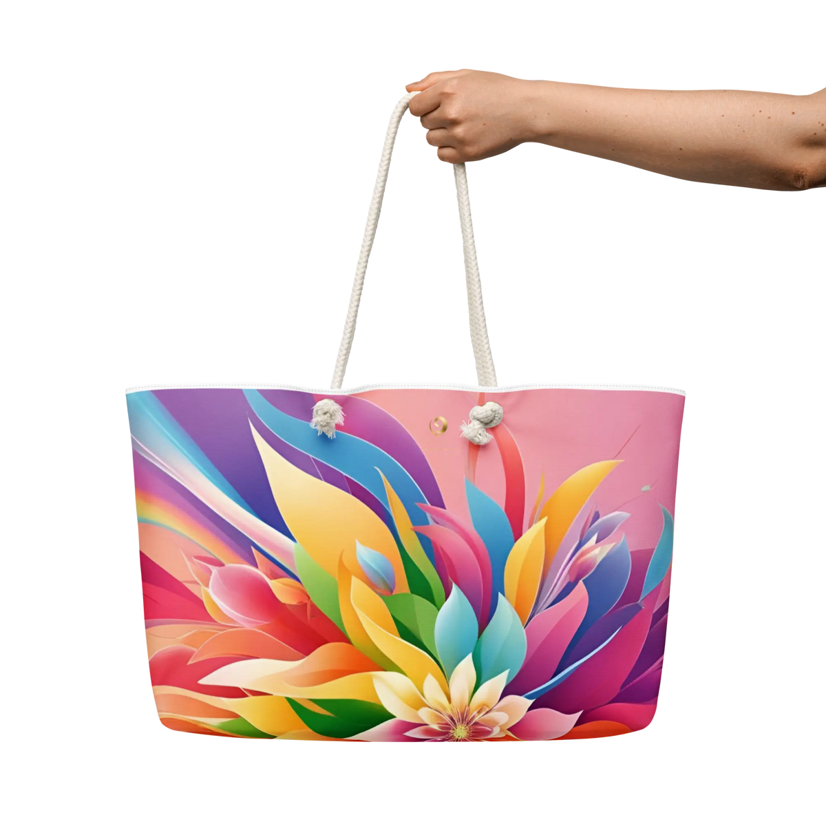Chaitanya Abara Rainbow Blossom Oversized Weekender Bag Eternal Agape Store
