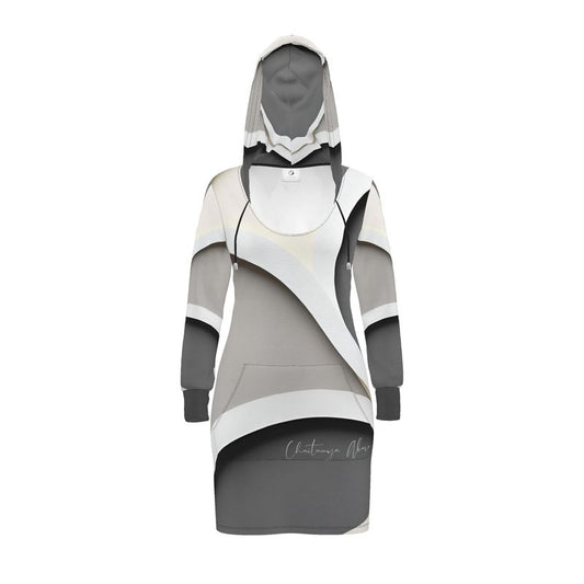 Chaitanya Abara Chrome, Black and Off-White Hoodie Dress