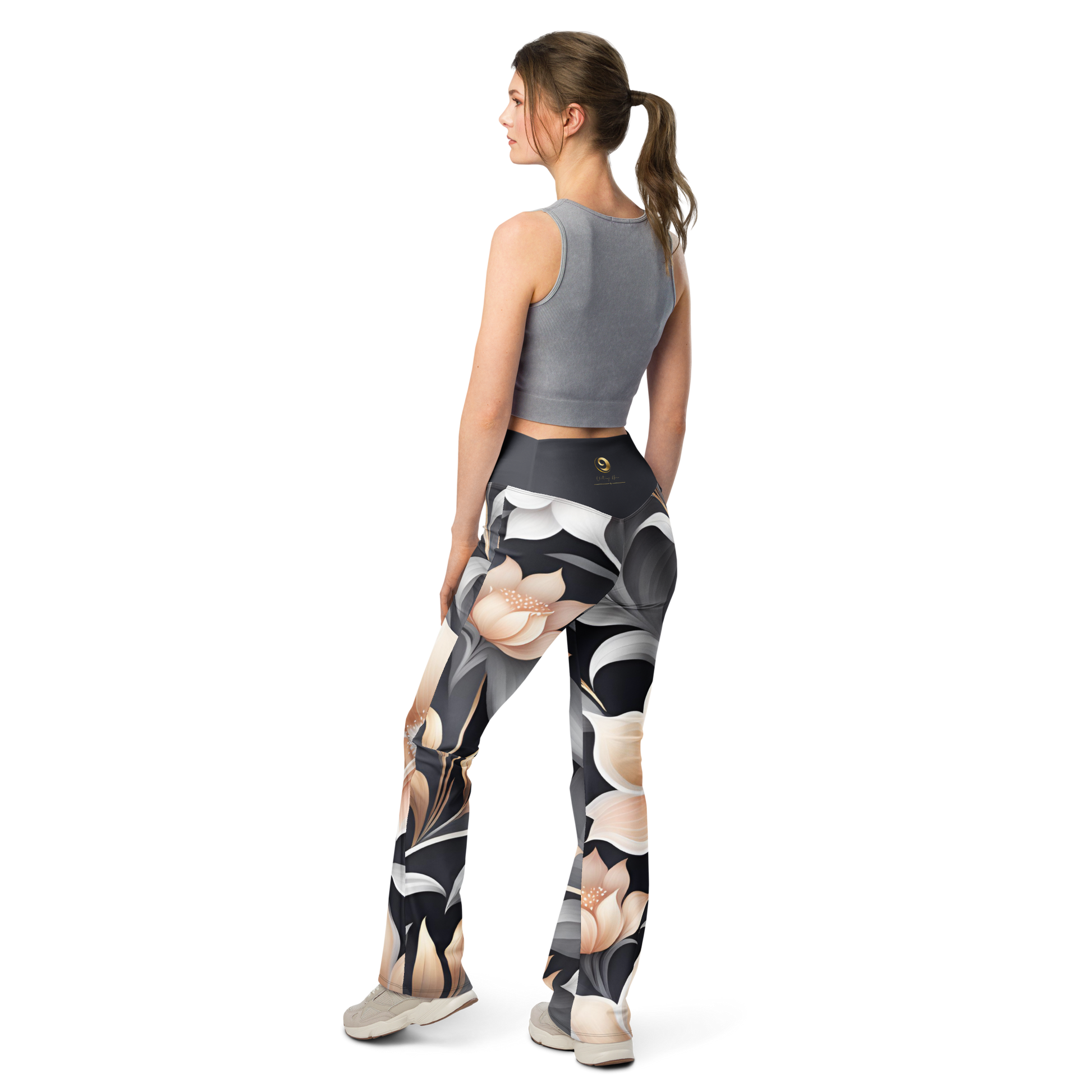 Chaitanya Abara Peach Blossom Flare Leggings Eternal Agape Store