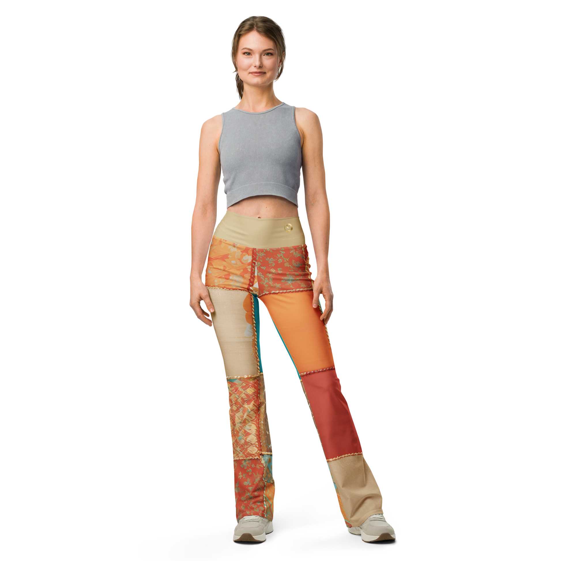 Chaitanya Abara Patchwork Print Flare Leggings Eternal Agape Store