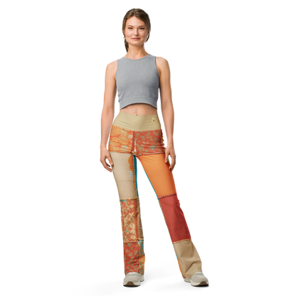 Chaitanya Abara Patchwork Print Flare Leggings Eternal Agape Store