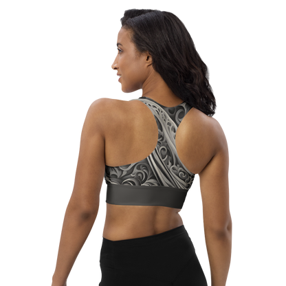 Chaitanya Abara Charcoal Gray Paisley Longline Sports Bra