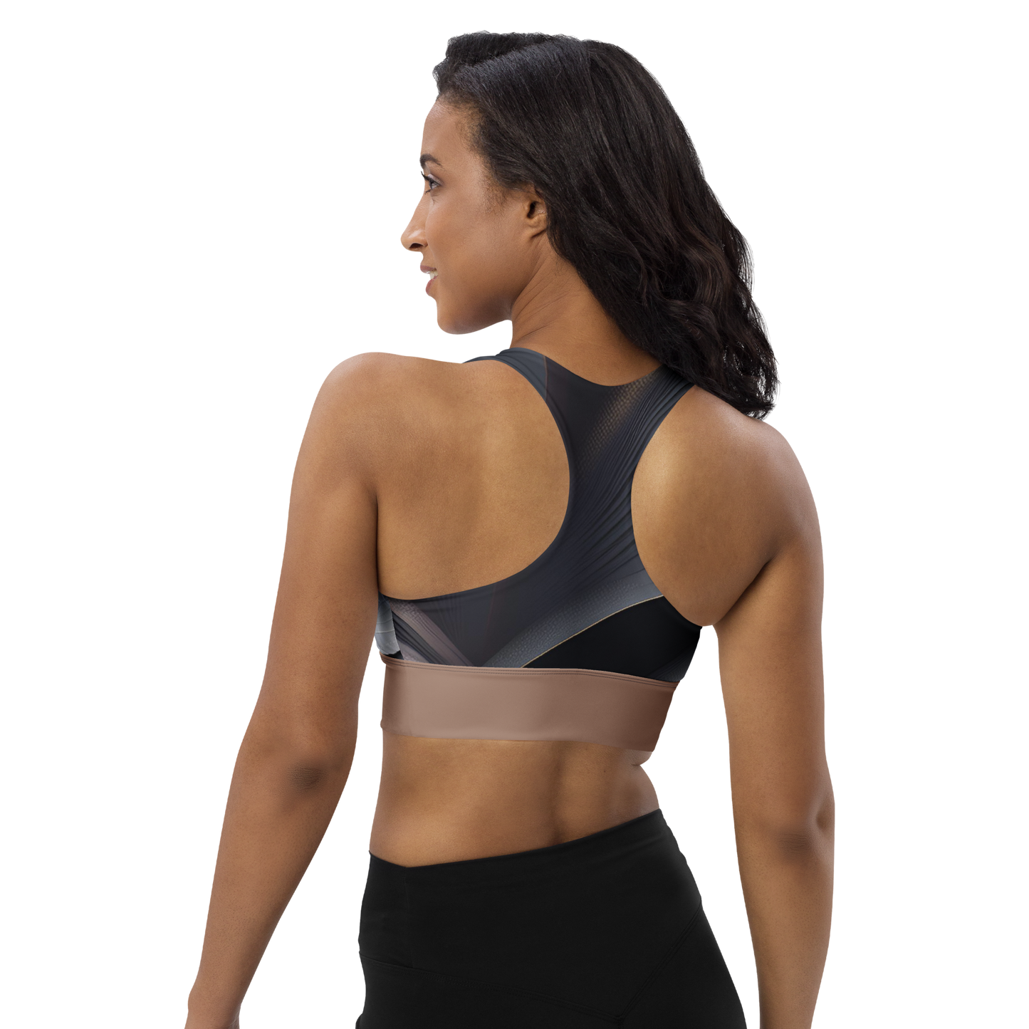 Chaitanya Abara Black and Tan Longline Sports Bra