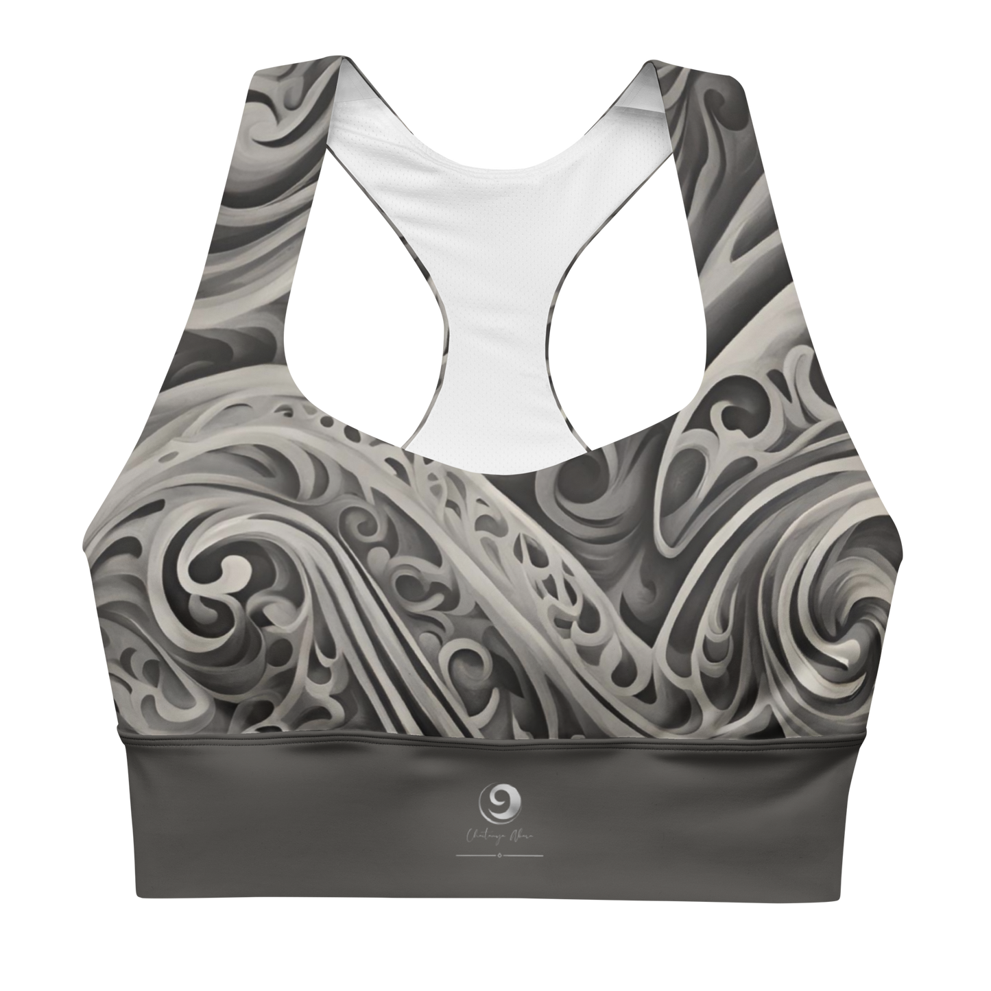 Chaitanya Abara Charcoal Gray Paisley Longline Sports Bra