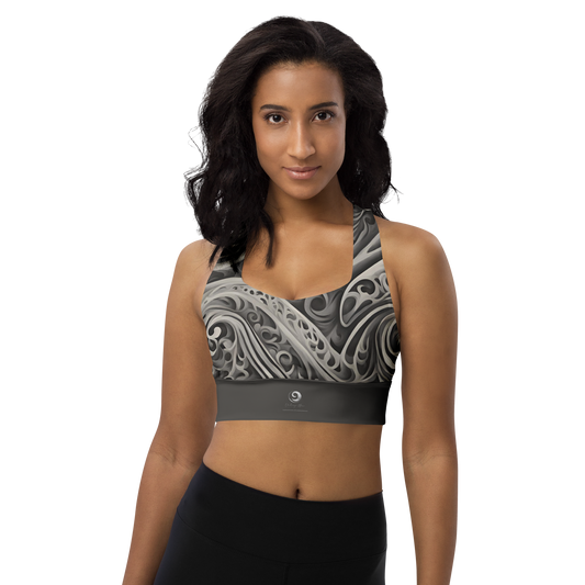 Chaitanya Abara Charcoal Gray Paisley Longline Sports Bra