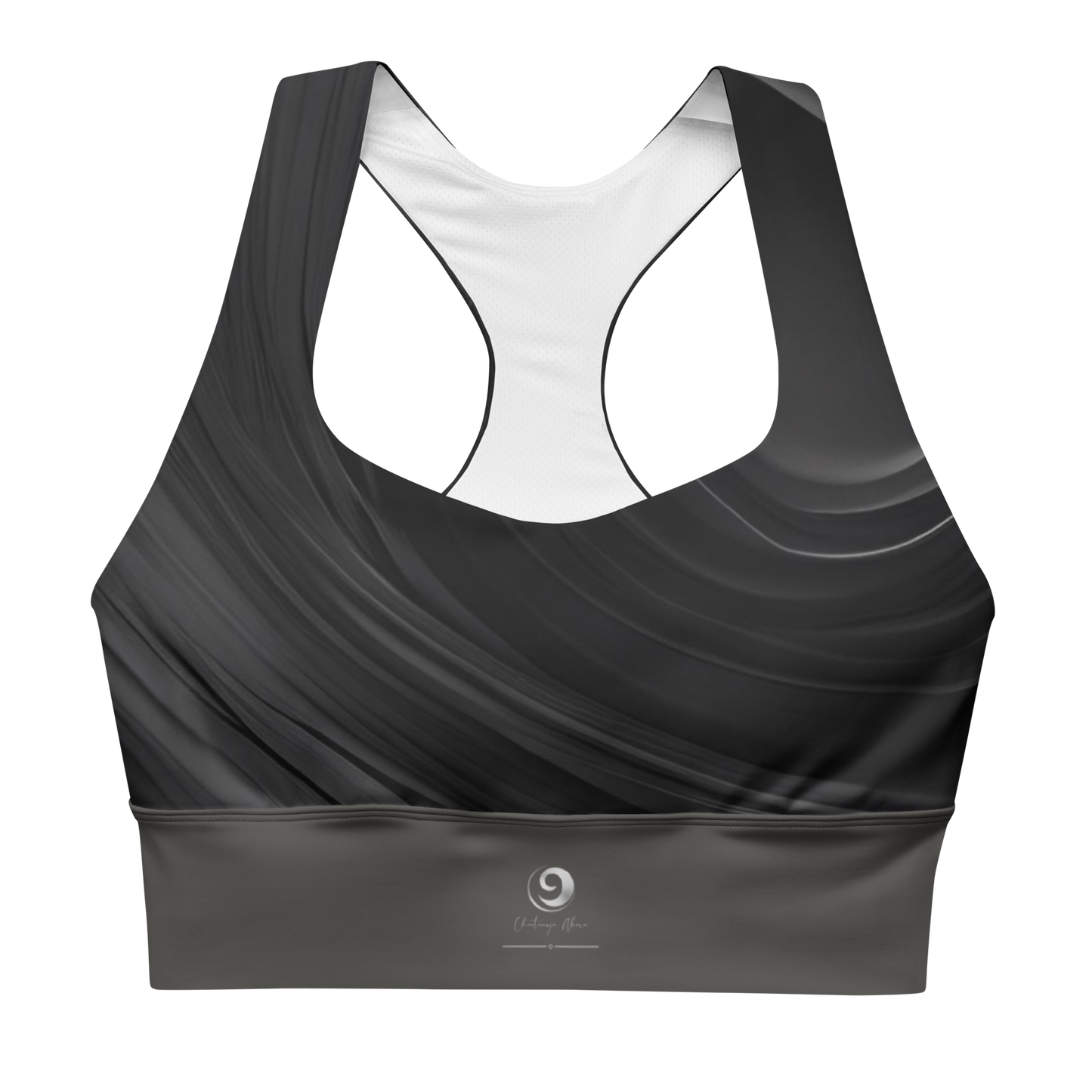 Chaitanya Abara Abstract Black and Gray Longline Sports Bra