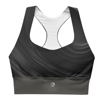 Chaitanya Abara Abstract Black and Gray Longline Sports Bra
