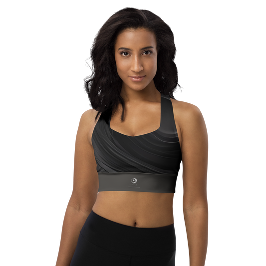 Chaitanya Abara Abstract Black and Gray Longline Sports Bra