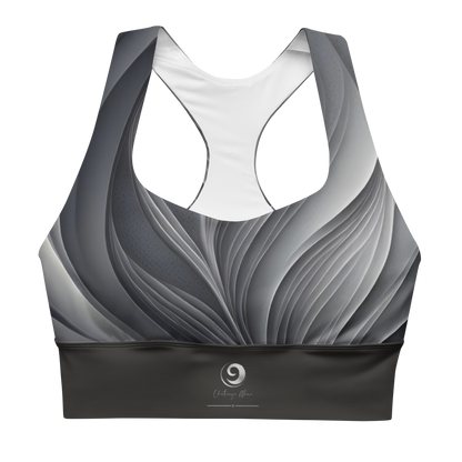 Chaitanya Abara Gray Leaf Pattern Longline Sports Bra