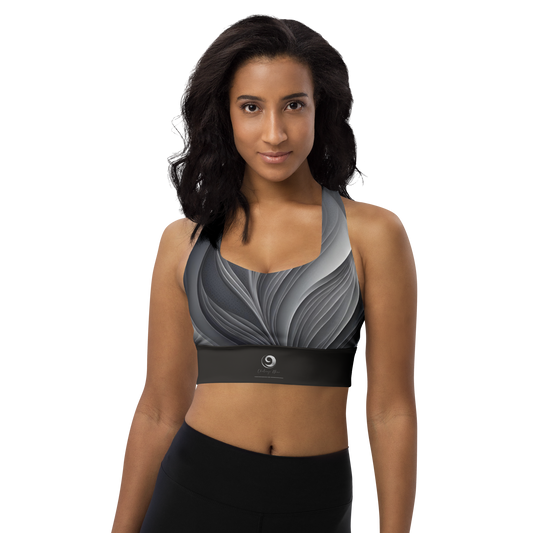 Chaitanya Abara Gray Leaf Pattern Longline Sports Bra