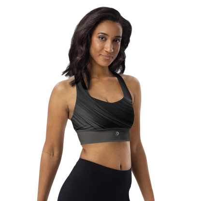 Chaitanya Abara Abstract Black and Gray Longline Sports Bra