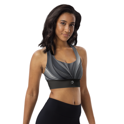 Chaitanya Abara Gray Leaf Pattern Longline Sports Bra