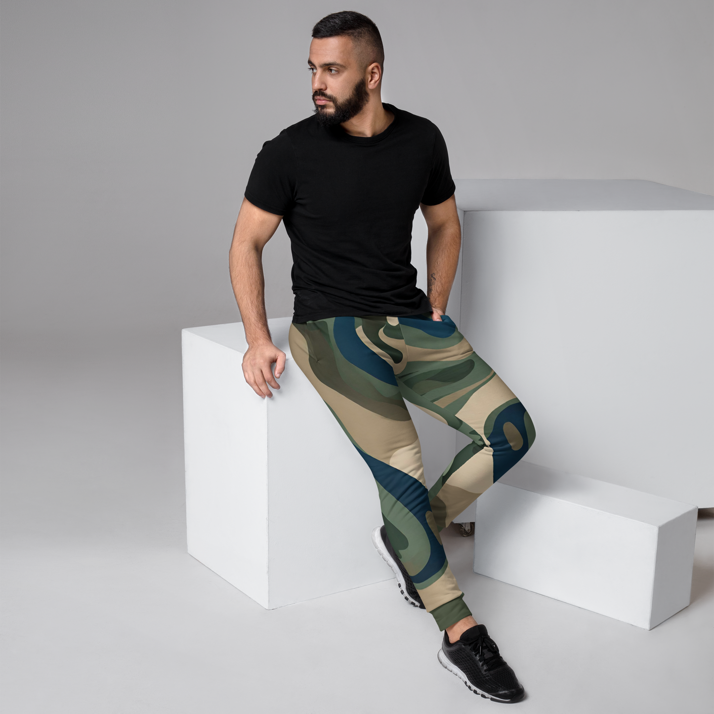 Teal, Tan and Black Eternal Agape Men's Camo Joggers My Store