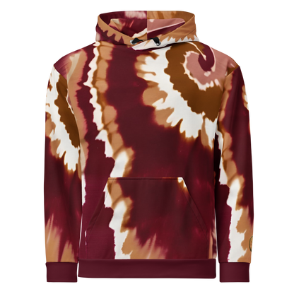 Eternal Agape Maroon and Gold Tie Dyed Hoodie Eternal Agape Store