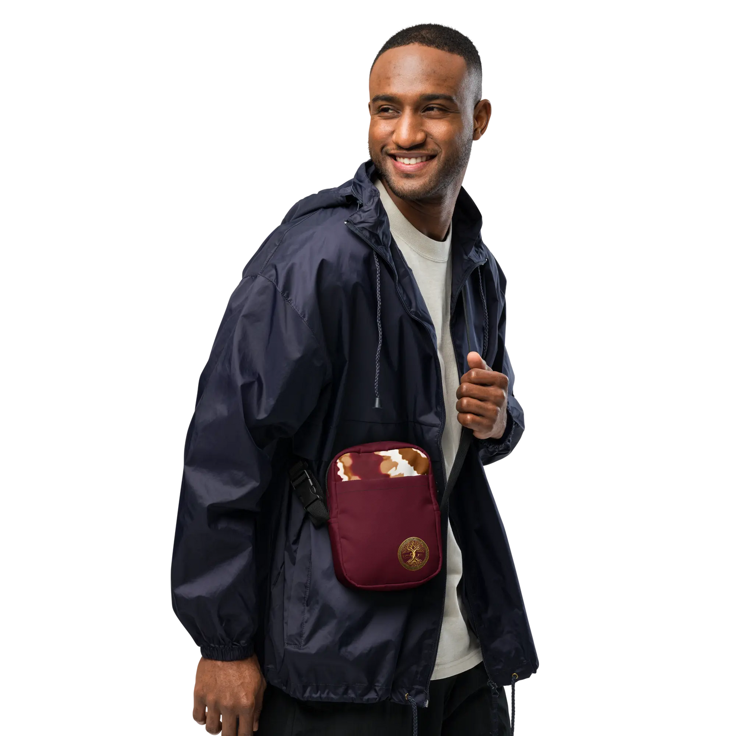 Eternal Agape Maroon and Gold Tie Dyed Utility Crossbody Bag Eternal Agape Store