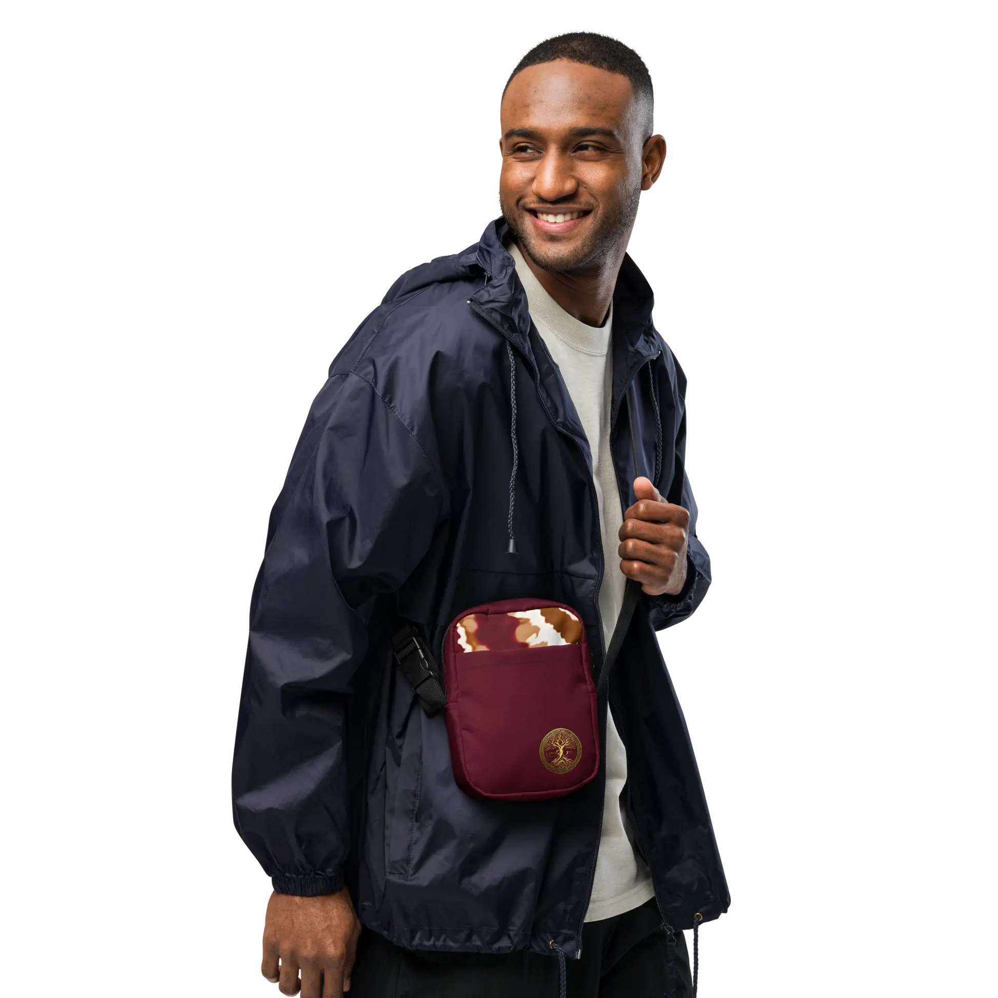 Eternal Agape Maroon and Gold Tie Dyed Utility Crossbody Bag Eternal Agape Store