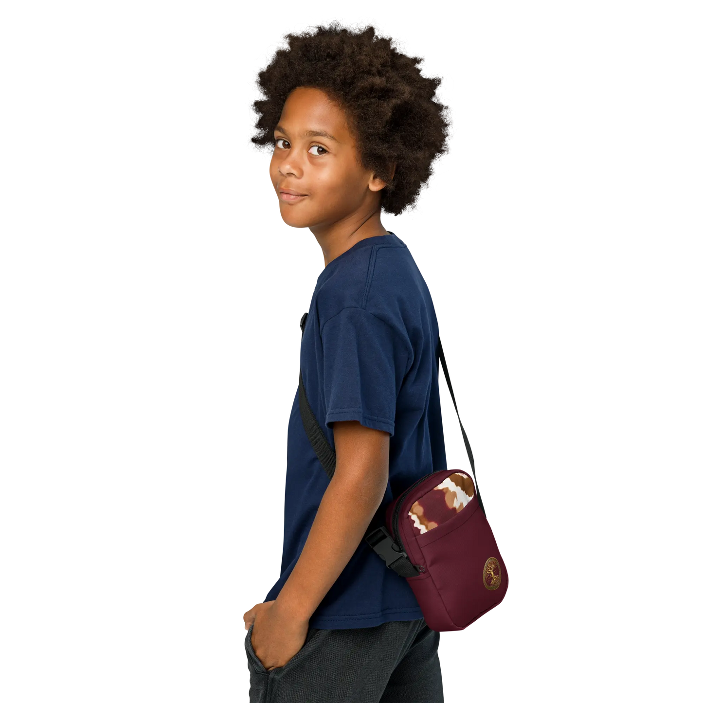 Eternal Agape Maroon and Gold Tie Dyed Utility Crossbody Bag Eternal Agape Store