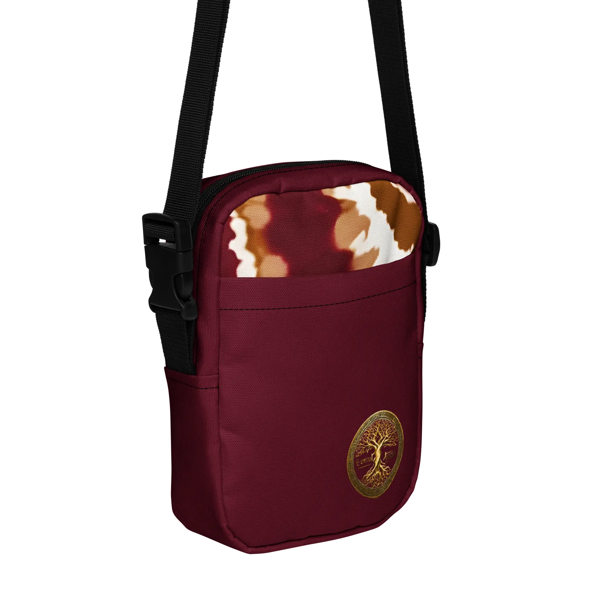 Eternal Agape Maroon and Gold Tie Dyed Utility Crossbody Bag Eternal Agape Store