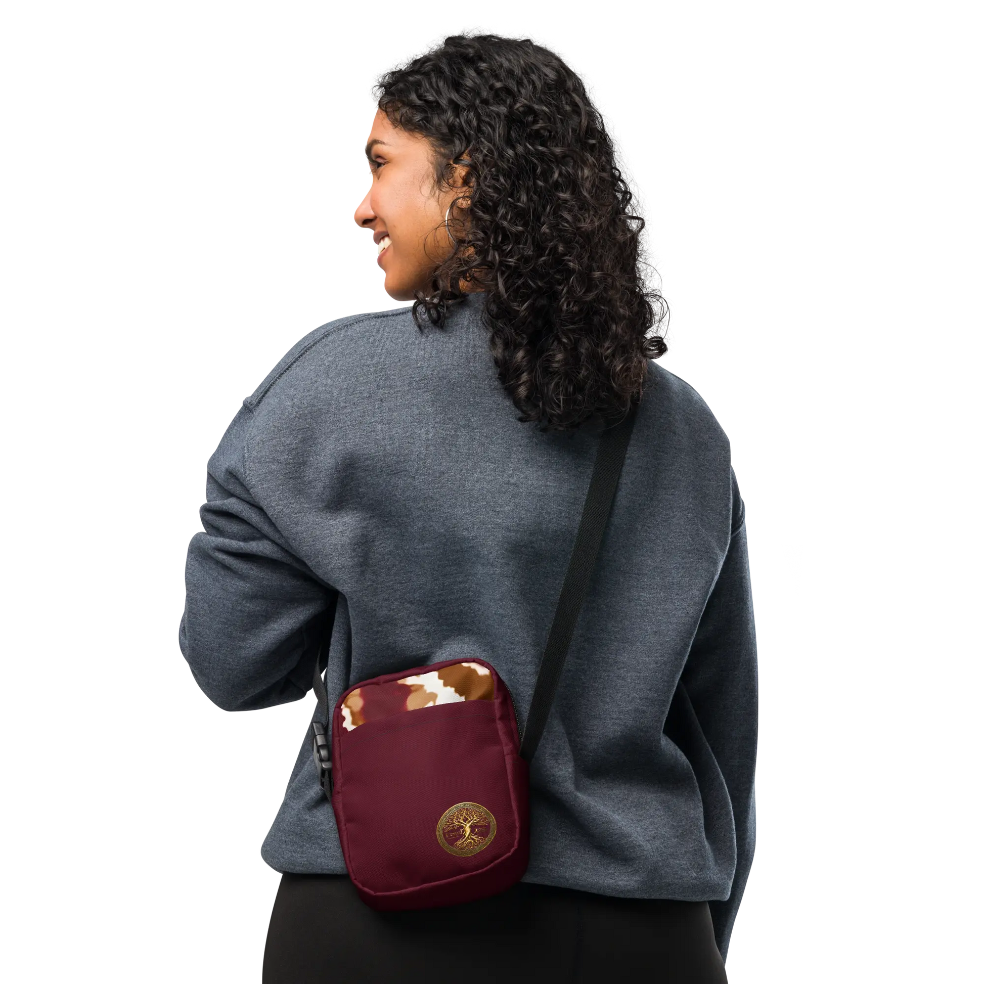 Eternal Agape Maroon and Gold Tie Dyed Utility Crossbody Bag Eternal Agape Store