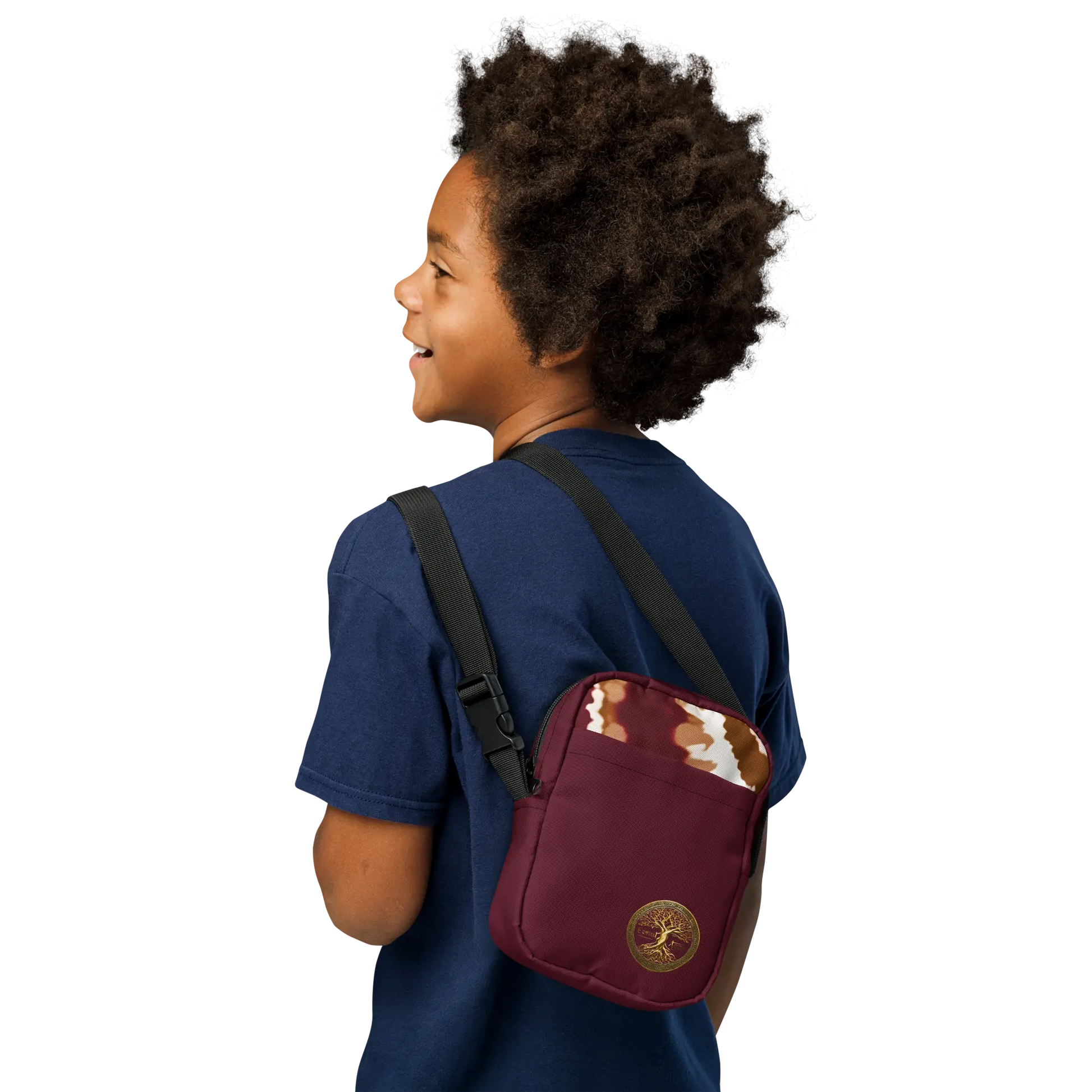 Eternal Agape Maroon and Gold Tie Dyed Utility Crossbody Bag Eternal Agape Store