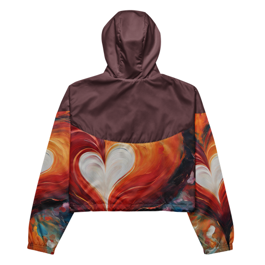 Chaitanya Abara Abstract Heart Women’s Cropped Windbreaker
