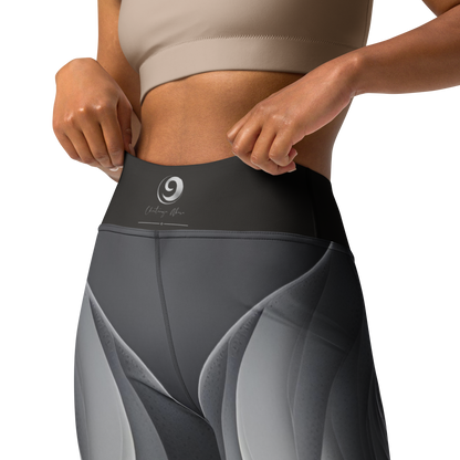 Chaitanya Abara Gray Leaf Pattern Yoga Leggings Eternal Agape Store