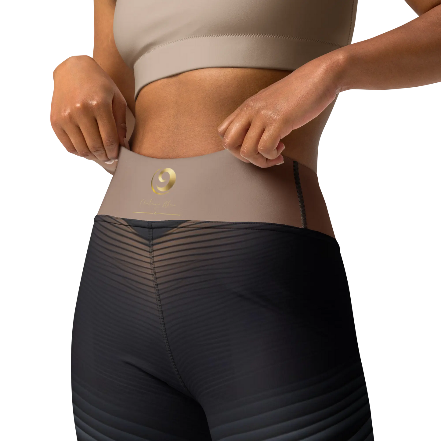 Chaitanya Abara Black and Tan Yoga Leggings Eternal Agape Store