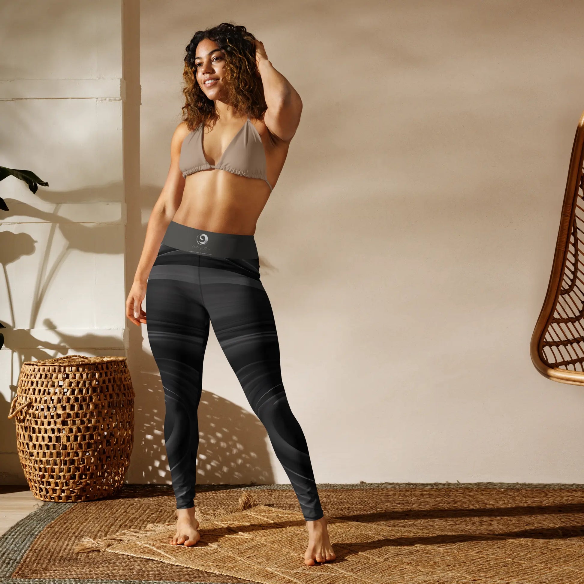 Chaitanya Abara Abstract Black and Gray Yoga Leggings Eternal Agape Store