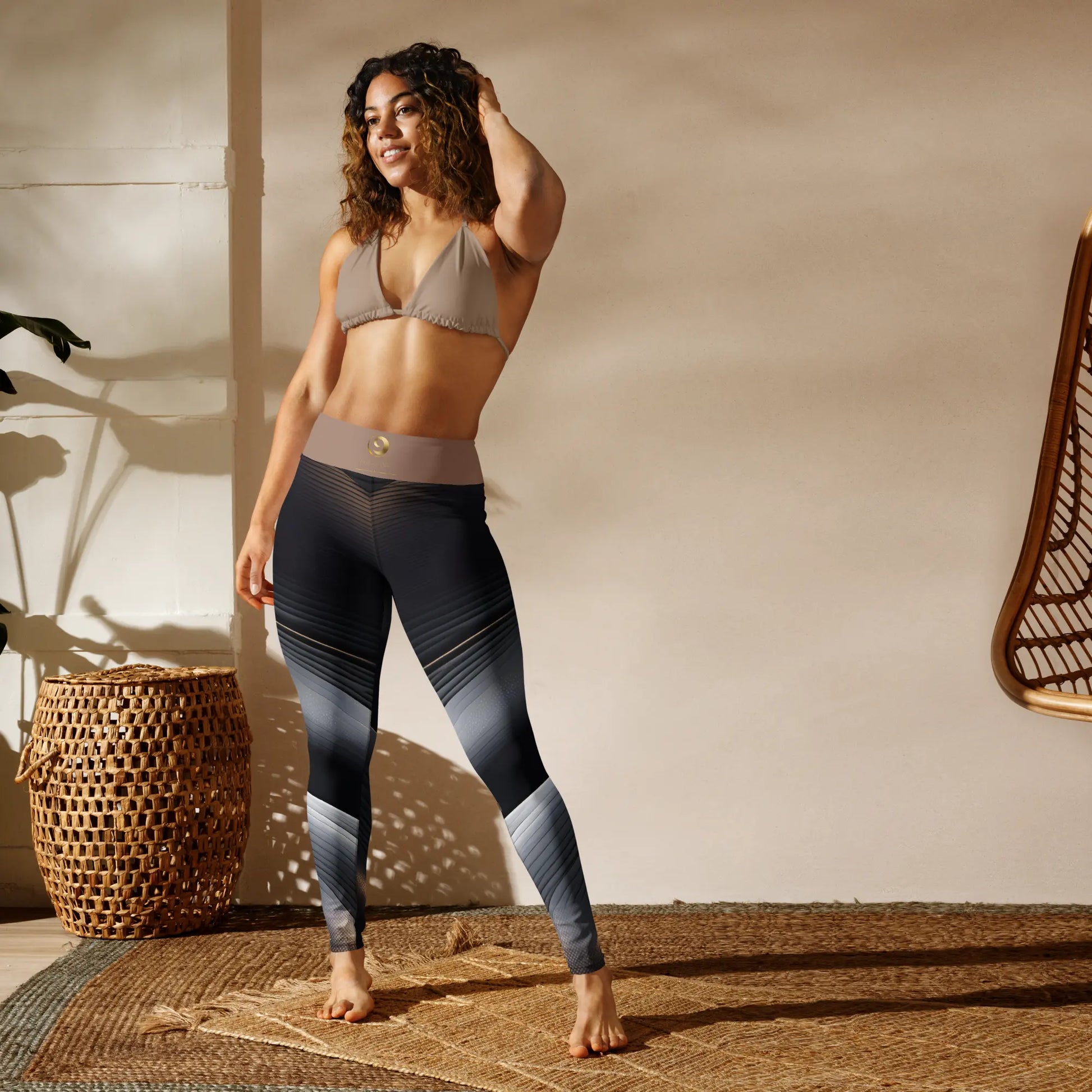 Chaitanya Abara Black and Tan Yoga Leggings Eternal Agape Store