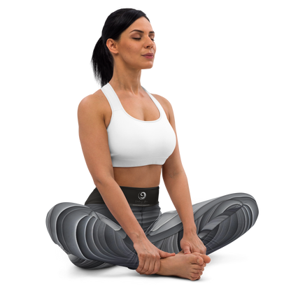 Chaitanya Abara Gray Leaf Pattern Yoga Leggings Eternal Agape Store