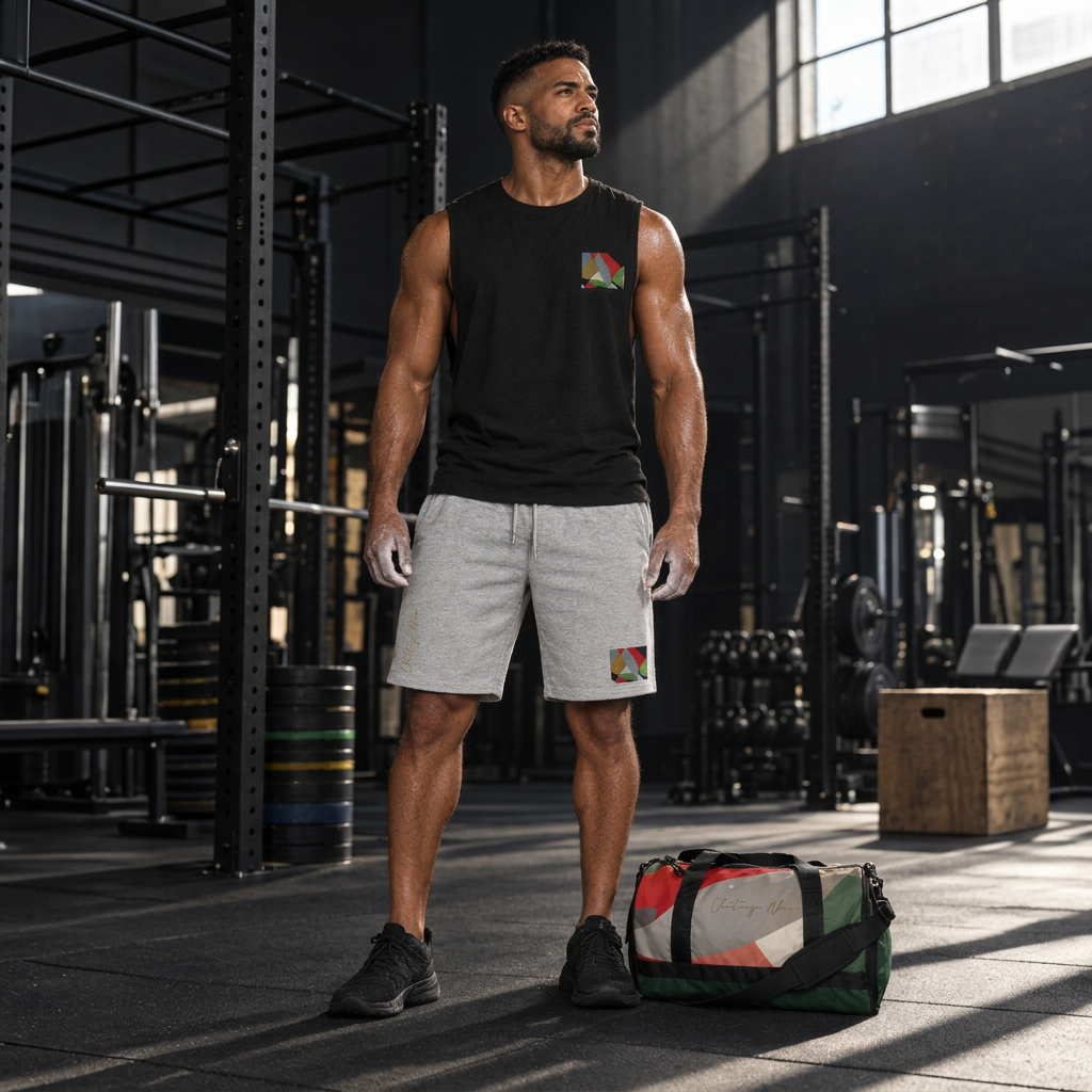 Square-format athlete and matching gym bag